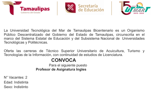 Vacante Profesor de Asignatura Ingles