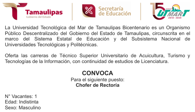 Vacante Chofer de Rectoría