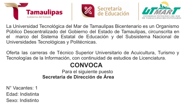 Vacante Secretaria de Dirección de Área
