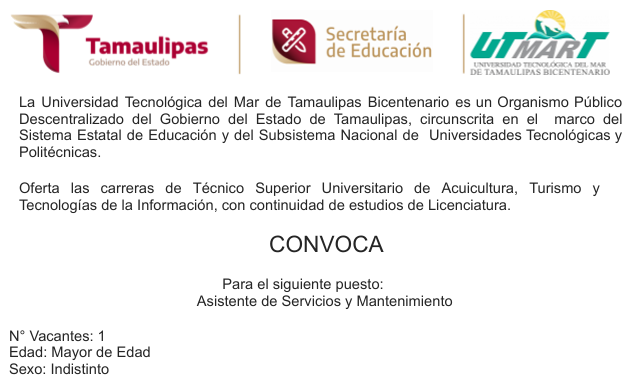 Vacante Asistente de Servicios y Mantenimiento